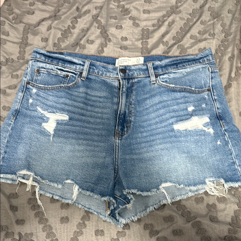 Abercrombie & Fitch Blue Jean Shorts Distressed Style